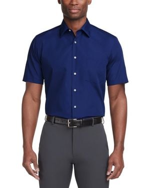 Van Heusen Poplin Solid Short-sleeve Dress Shirt - Blue