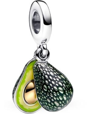 PANDORA Sterling Silver And 14k Gold-plated Unique Metal Blend Avocado Double Dangle Charm - Green