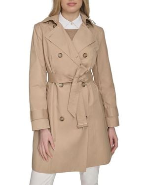 Cole Haan 36 1/2" D/b Trench Coat With Removable Hood - Natural