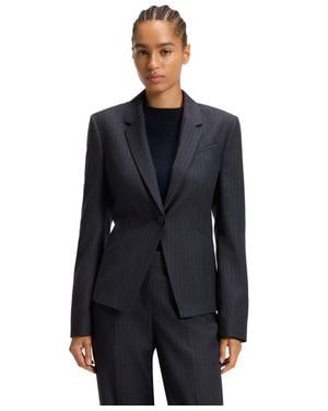 BOSS Boss By Striped Virgin Wool Slim-fit Blazer - Blue