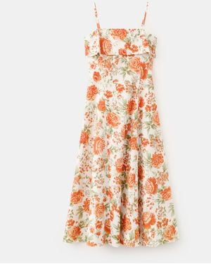 Mango Floral-print Flared Dress - White
