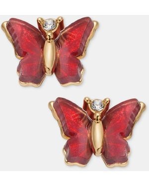 Lonna & Lilly Glass Butterfly Studs - Red