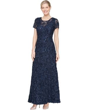 Alex Evenings Petite Soutch A-line Dress - Blue