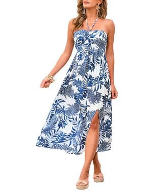 CUPSHE La Jolla Cove Tropical Midi Beach Dress - Blue
