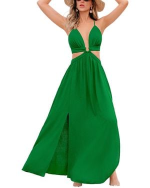CUPSHE Forest Goddess Green Maxi Beach Dress