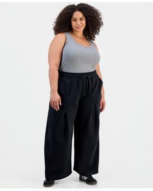 FULL CIRCLE TRENDS Trendy Plus Size Barrel-leg Pants - Black