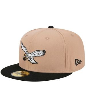 KTZ Philadelphia Eagles Throwback Logo Main 59fifty Fitted Hat - Natural
