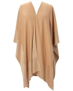 Ralph Lauren Shine Border Tissue Weight Ruana Wrap - Natural