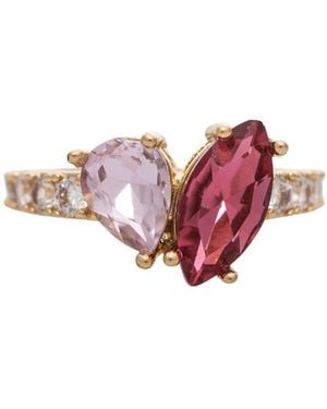 Rivka Friedman Pink Cubic Zirconia Pear And Marquise Statement Ring