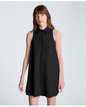 Kenneth Cole Halter Collared Shirt Swing Dress - Black
