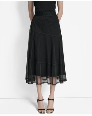 DKNY Layered Mesh Midi Skirt - Black