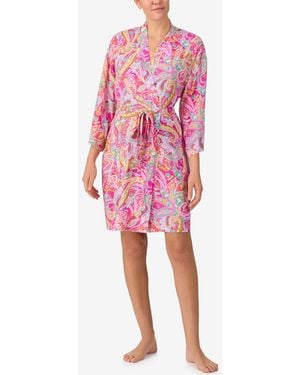 Sanctuary Wrap Around Long-sleeve Short Robe - Pink