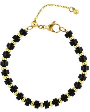 Rebl Jewelry Stainless Steel Beaded Bracelet - Black