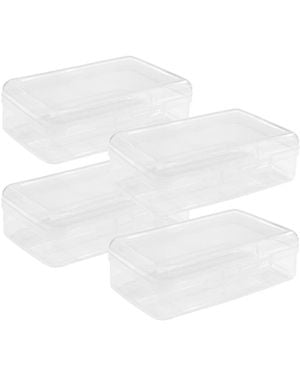 Gnuadz 4-pack Clear Plastic Pencil Box Stackable School Supply Case - White