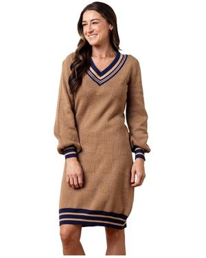 Hope & Henry Organic Intarsia Cricket Sweater Dress - Brown
