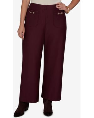 Ruby Rd. Plus Size Solid Pique Wide-leg Pull-on Pants - Purple