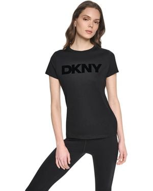 DKNY Flocked Logo Crewneck T-shirt - Black