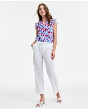 Tommy Hilfiger Cotton Tie-front Ankle Pants - White