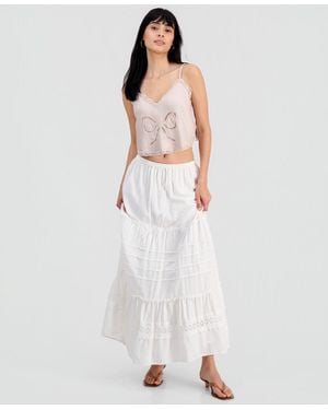 And Now This Cotton Tiered Tie-waist Maxi Skirt - White