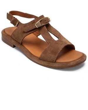 Forever & Always Shoes Auren Leather Buckle Sandal - Brown