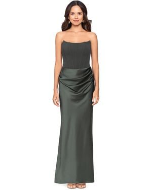 Betsy & Adam Mixed-media Strapless Corset Gown - Multicolor