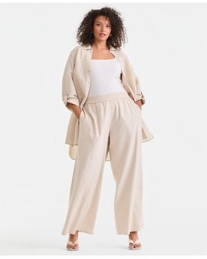 INC International Concepts Plus Size Pull-on Wide-leg Pants - Natural