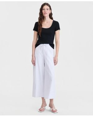 On 34th High-rise Cropped Linen-blend Wide-leg Pants - White