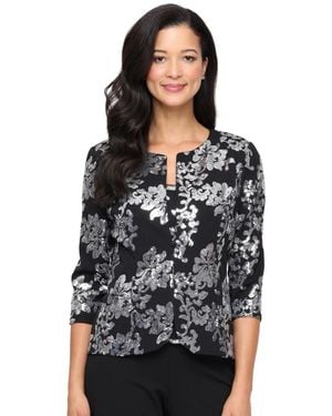 Alex Evenings 3/4-sleeve Sequin Stretch Tank Top - Black