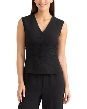 Ellen Tracy Sleeveless Gathered Top - Black
