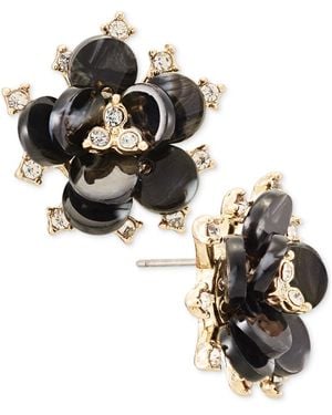 Lonna & Lilly Crystal Gold-tone Flower Stud Earrings - Black
