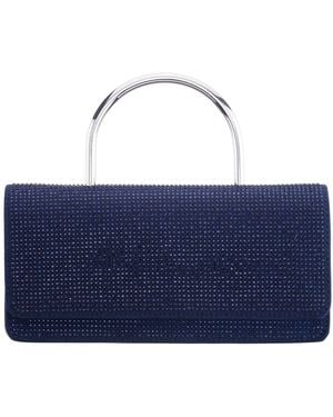 Nina Elongated Crystal Magnetic Snap Satchel Bag - Blue