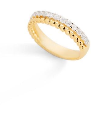 Mint & Lily Cubic Zirconia Gold-tone Beaded Band Ring - Metallic