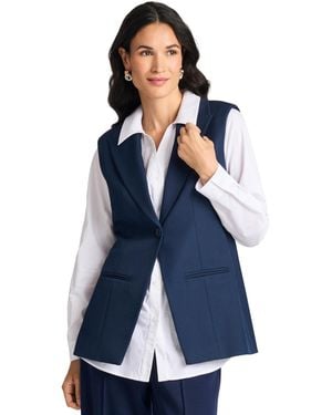 Vince Camuto Twofer Long-sleeve Collared Work Vest - Blue