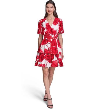 karl lagerfeld fit and flare dress Karl Lagerfeld Paris Women's Floral Collared Shirt Dress - Pearl Blush