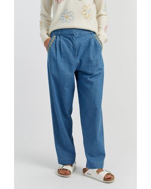 Chinti & Parker Chinti And Parker Chambray Daisy Pants - Blue