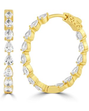 Simona Radiant Pearshaped Inside-outside Cz Hoop Earrings - Metallic