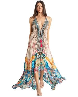 La Moda Clothing Maxi Halterneck Dress - Blue