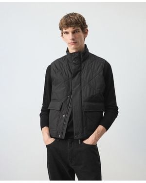 Mango Lightweight Quilted Water-repellent Quilted Vest - Black