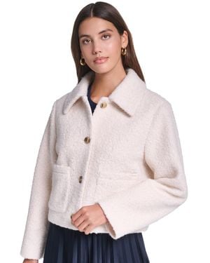 Levi's Laydown Collar Cropped Boucle Work Jacket - Natural