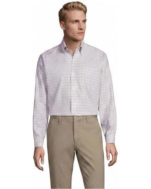 Lands' End No Iron Supima Cotton Oxford Dress Shirt - Gray