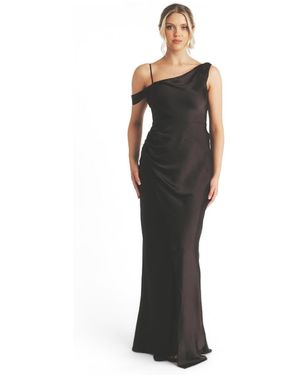 Six Stories Asymmetric Bardot Satin Bridesmaid Dress - White