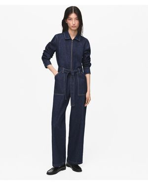 Mango Belt Denim Jumpsuit - Blue