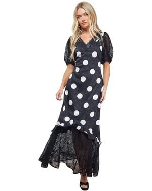 Oasis Frill Detail Puff Sleeve Midi Dress - Blue