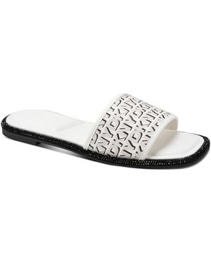 DKNY Badin Slide Flat Sandals - White