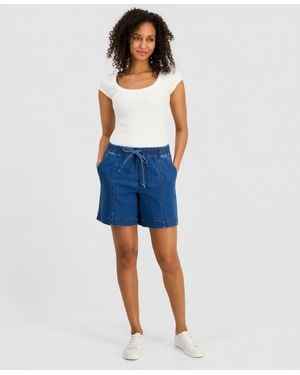 Style & Co. Denim High-rise Pull-on Shorts - Blue