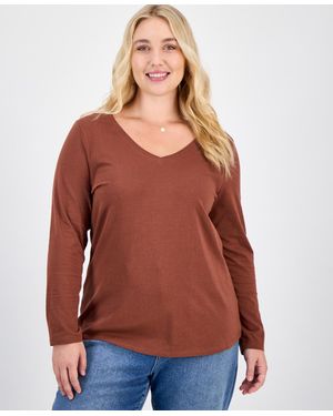 Aveto Plus Size V-neck Top - Red