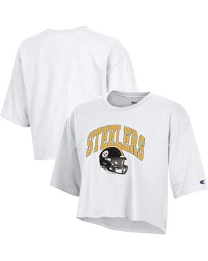 Champion Pittsburgh Steelers Boyfriend Cropped T-shirt - White