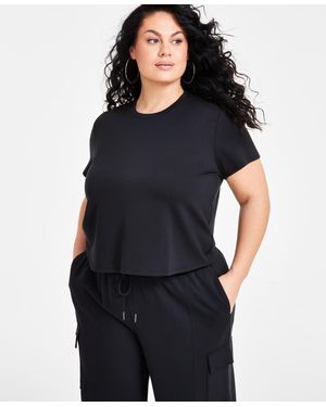 Nina Parker Trendy Plus Size Short-sleeve Crewneck Tee - Blue