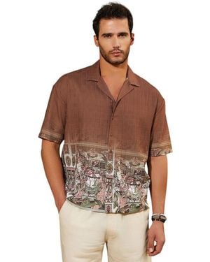 Campus Sutra Ash Indie-ombre Oversized Shirt - Brown