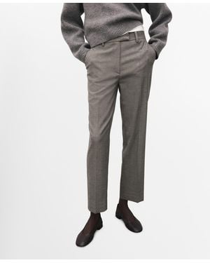 Mango Slim Cropped Pinstripe Pants - Gray